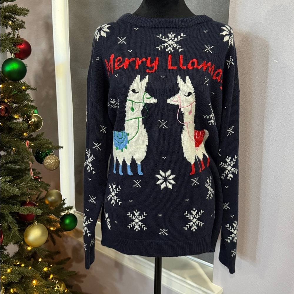 Brave Soul Festive Navy Sweater